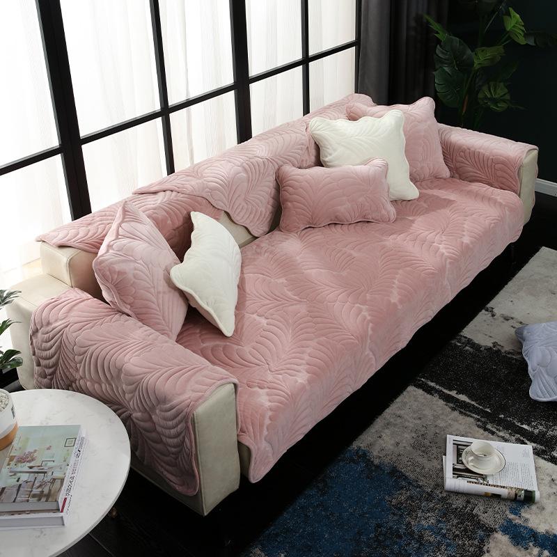 Thickening Sofa Cushion Winter Milk Fiber Cushions Seat Cushions Cover Towel Plush Sofa Cover Simple Non-Slip