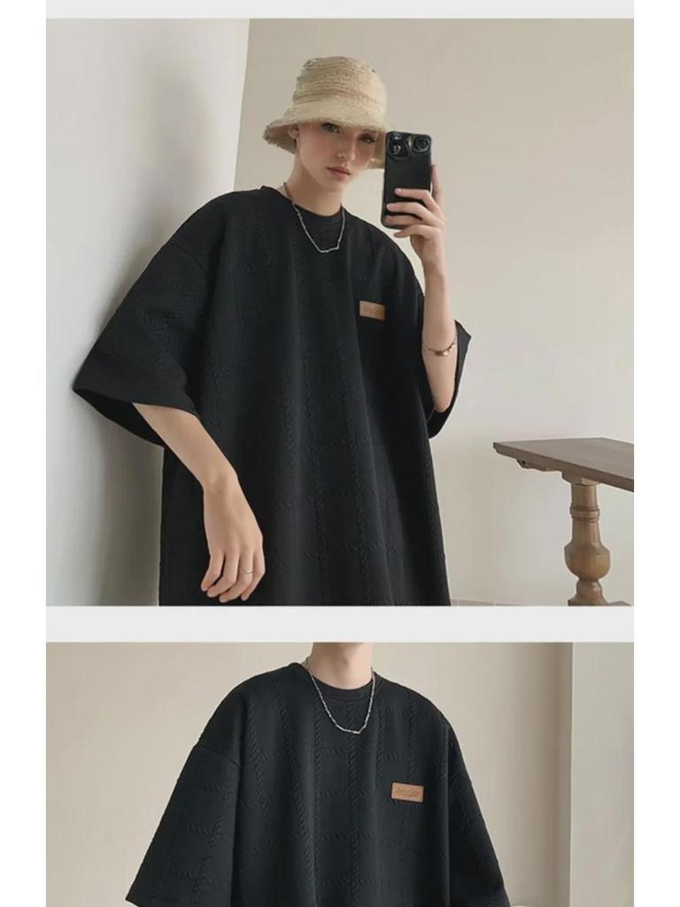 Kayısı Dokulu Bükümlü Erkek Kısa Kollu Tişört - Niş Tasarım, High Street Moda