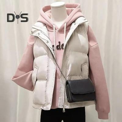 Winter Women Vest Coat Thickened Padded Zipper Closure Stand-up Collar Sleeveless Waistcoat Solid Color Winproof Heat Retention Outdoor Down Coat