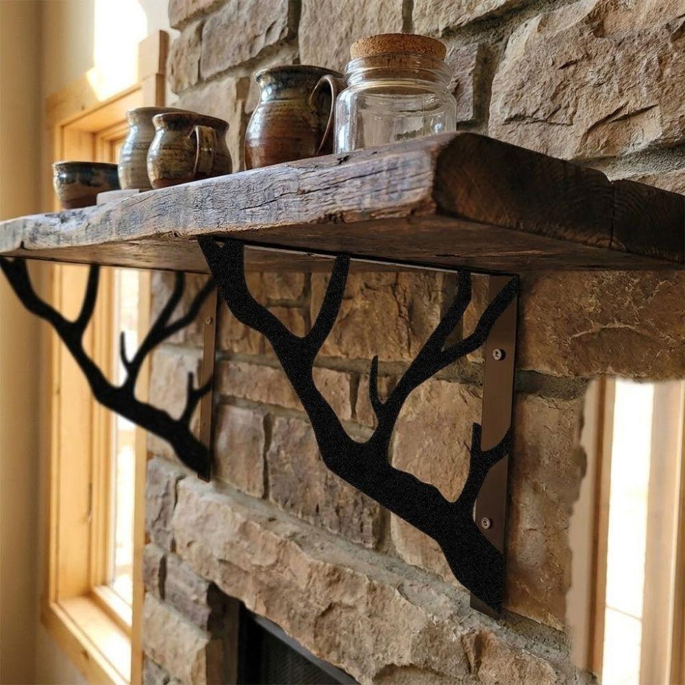 2 Pezzi Staffe Metalliche Robuste per Scaffali Staffa Decorativa a Forma di Albero Staffa di Supporto Bagno