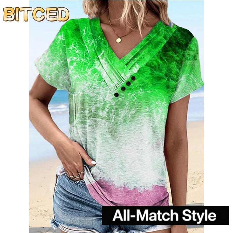 BITCED Bluse e Camicie Casual da Donna alla Moda con Scollo a V e Maniche Corte