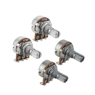 FLEOR 4PCS Mini Guitar Potentiometer 18 Splines Short Shaft Pots 250K /500K for Bass Guitar Parts Replacement