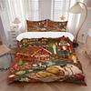 3pcs Christmas Gingerbread House Bedding Set with One Quilt Cover and Two Pillowcases (No Core) - Festive Decorative Duvet Cover Set for Bedroom and G