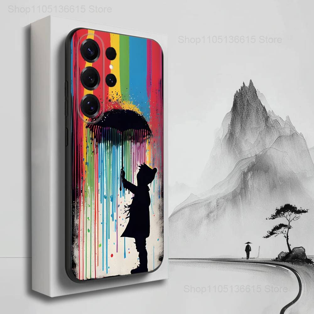 Graffiti Art B-Banksy S-Street Pouzdro Pro Samsung S21,S9,S22,S25,S20,S10,Plus,Ultra,S24,S23,FE,Lite,Měkký Silikon Černý