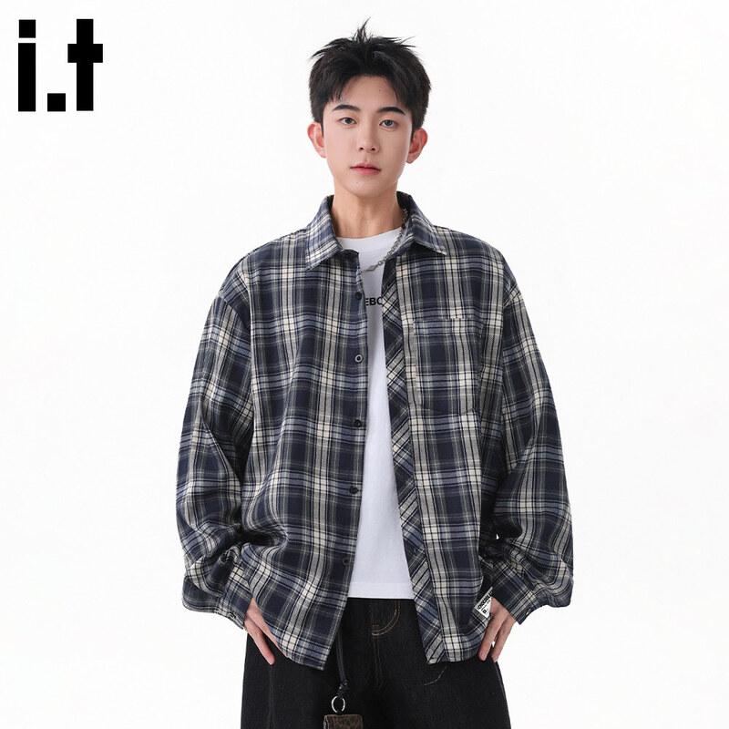 Men s American Retro Plaid Long Sleeve Casual Shirt 3XL