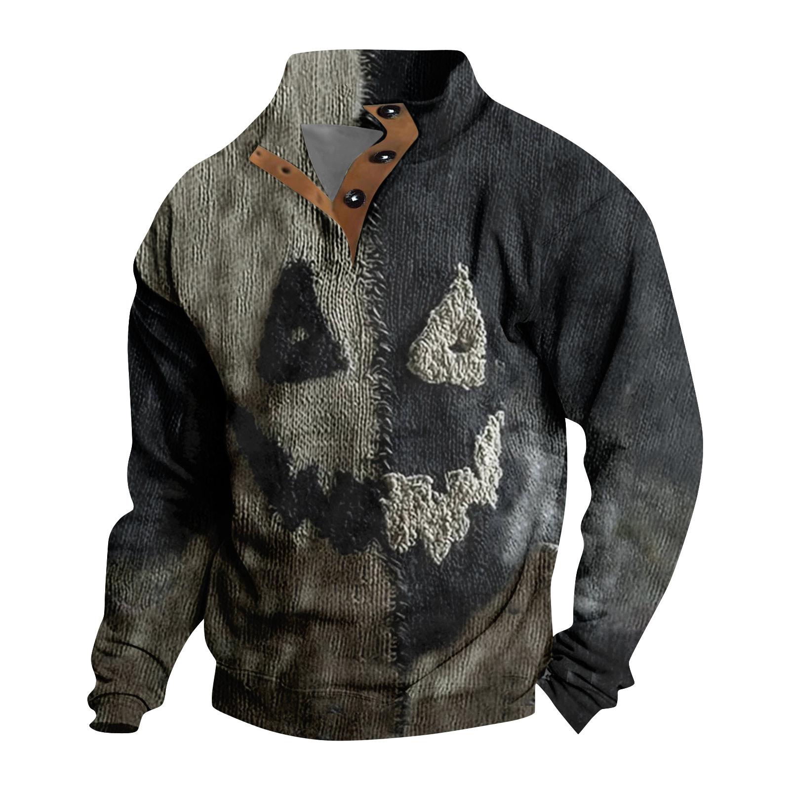 

Мужская повседневная модная рождественская принтованная толстовка без капюшона, широкая мужская свободная толстовка с капюшоном и воротником-стойкой XXXL