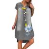 Fashion Women's Casual Printed V-Neck Short Sleeve Knee Length Denim Dress