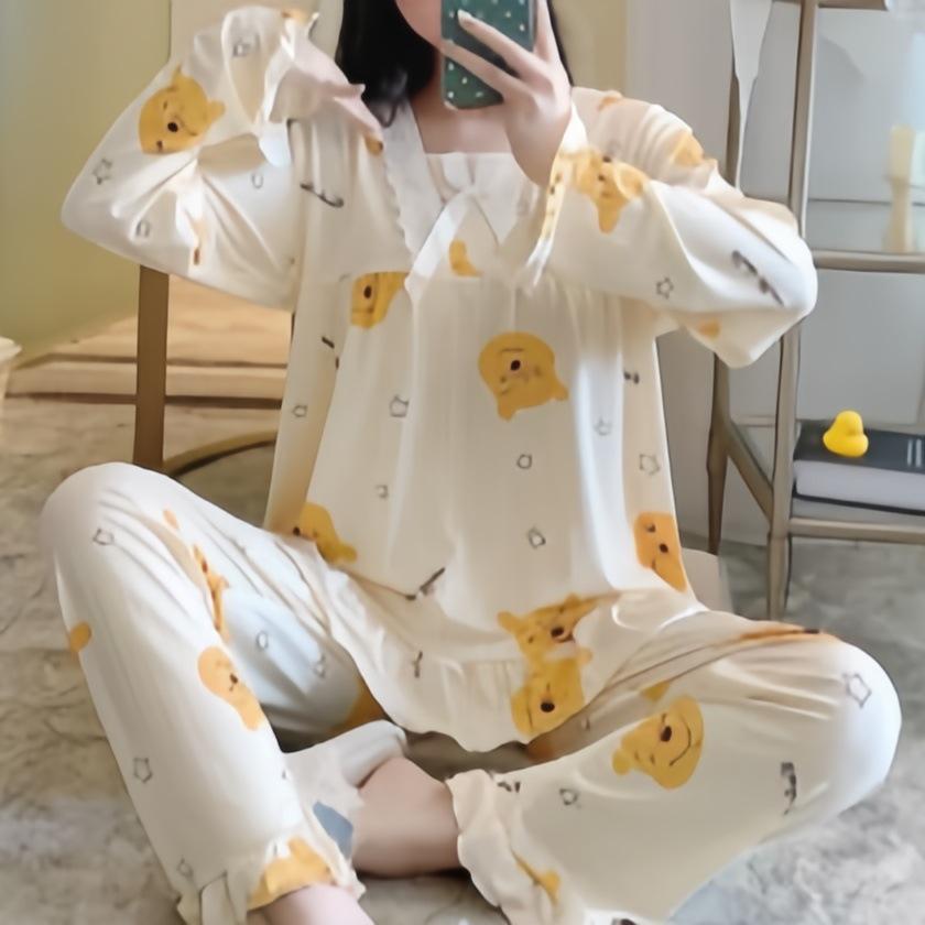 Women's Princess Lace Trim Two-Piece Set: Spring/Autumn Long Sleeve Korean Court Style