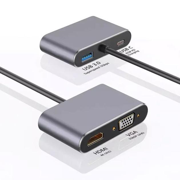 SUNROZ HDMI and VGA Adapter with Type-C Adapter Hub for USB-C To TV and Projector Cable for TV 4K (A486590)
