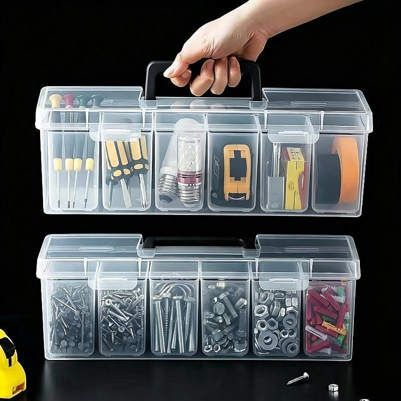 Tool Parts Storage Box with Detachable Compartments 1/7Pcs Set Portable Organizer for Screws Nails Workshop Hardware Storage