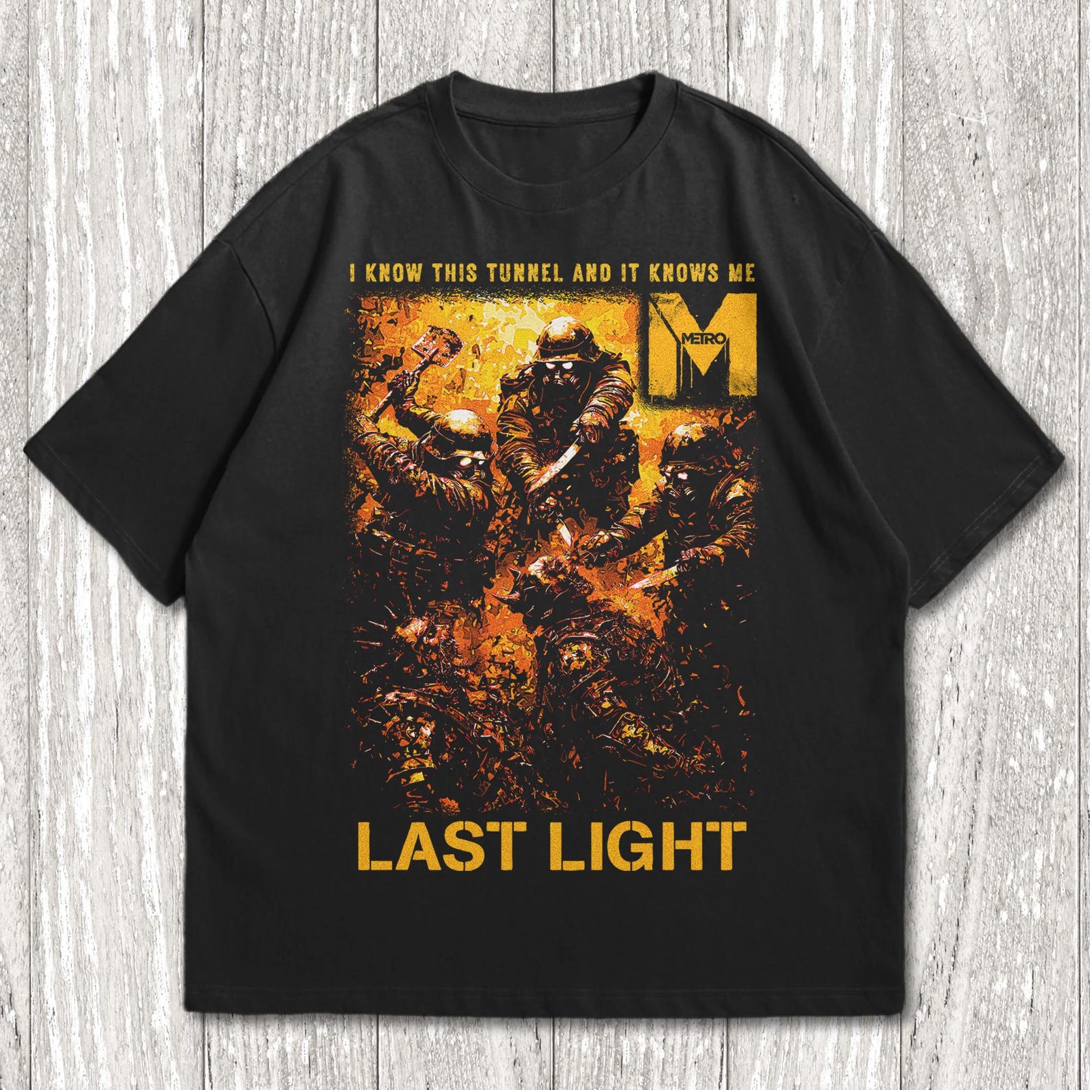 Футболка Metro Last Light, Мерч по хоррор-видеоиграм, Футболка по видеоигре Shouter 4XL