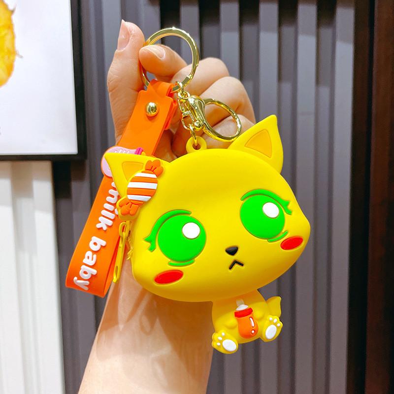 Cute Silicone Mini Coin Purse Adorable Cat Keychain Accessory For Gifts And Parties