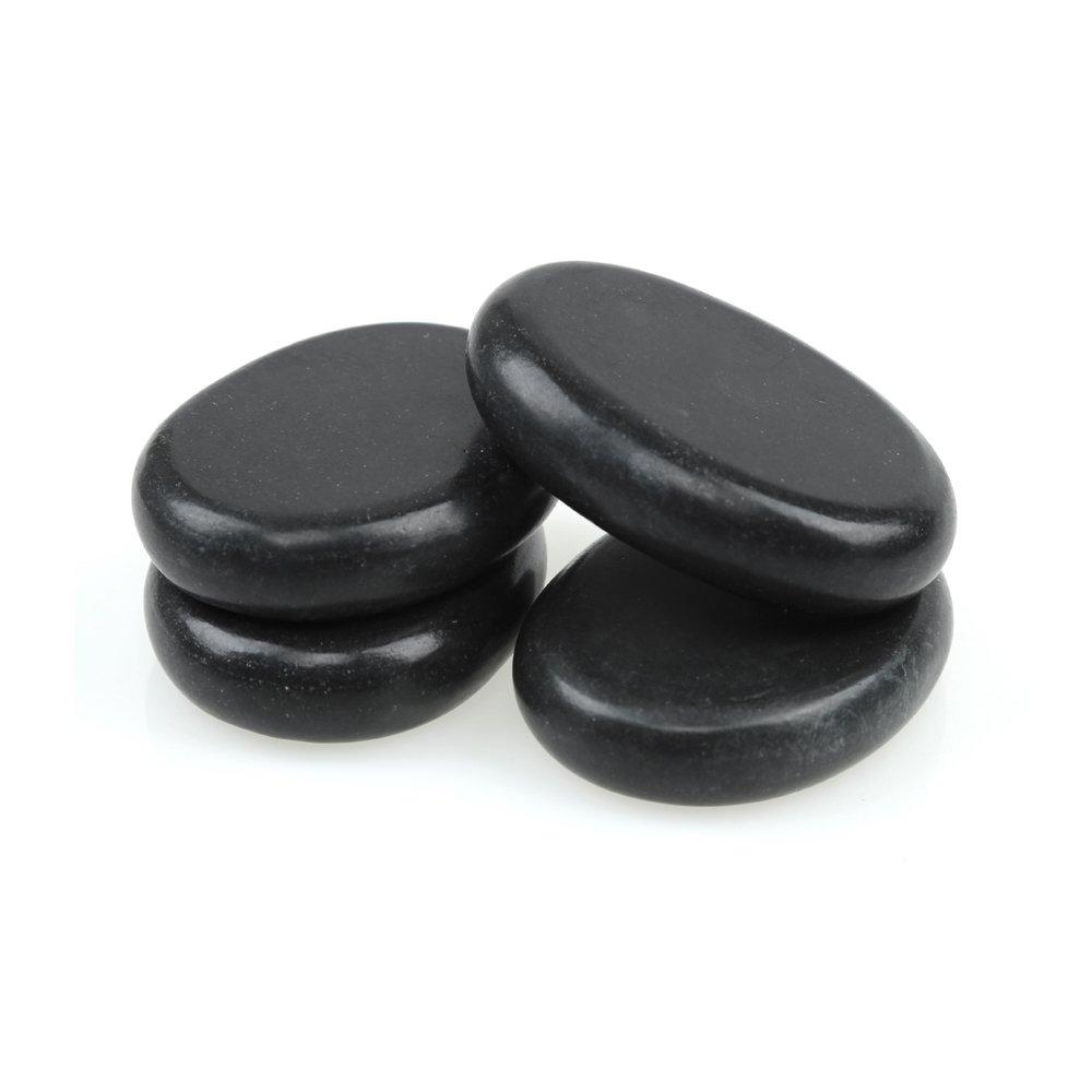 Windfulogo 6-Piece Hot Massage Stone Set, Natural Lava Basalt Spa Massage Hot Warmer Stones, Black, 2.36 x 3.14 in (6x8cm)