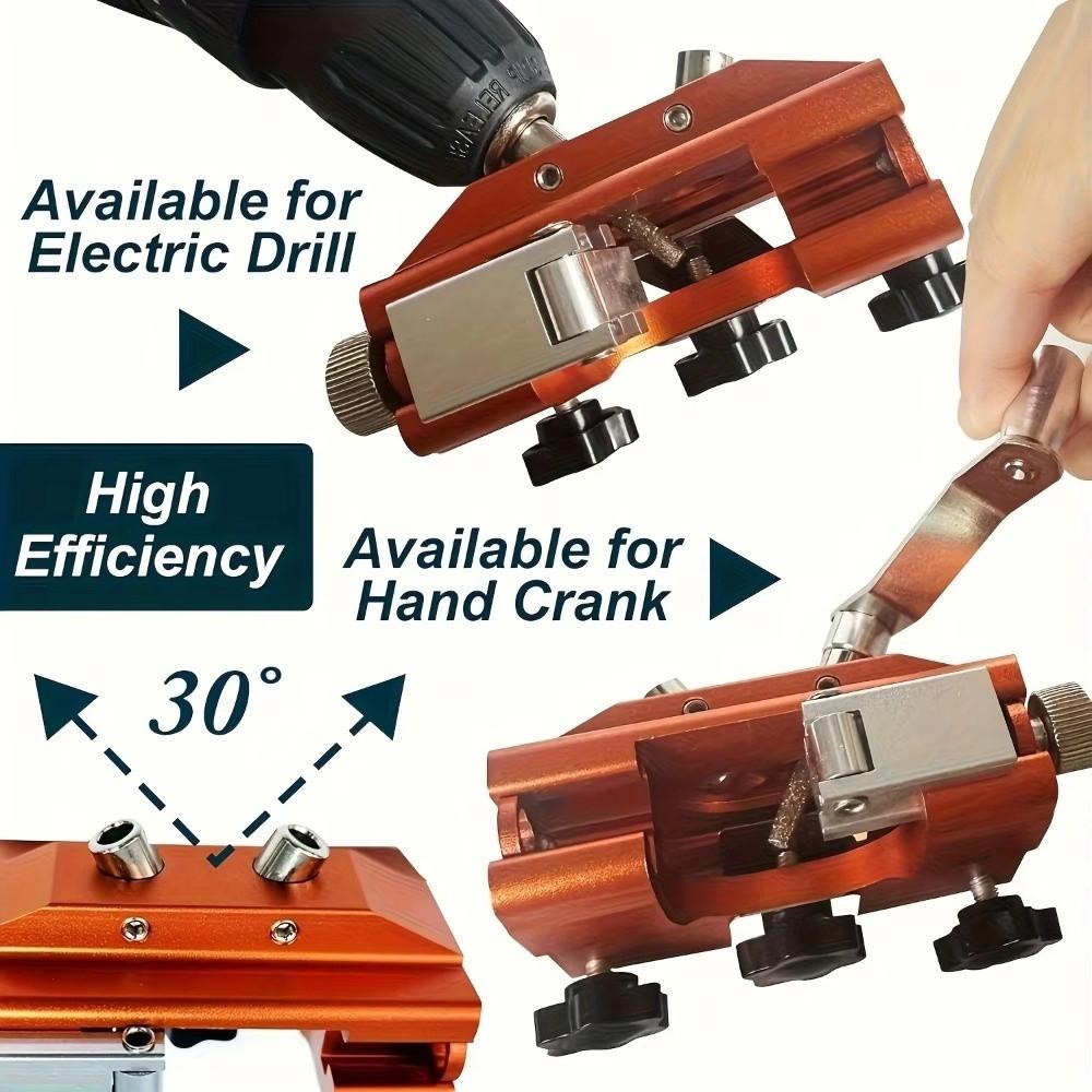 Hand Crank Chain Sharpener Set Multi-Function Chain Clamp Sharpener Handheld Grinding Tool