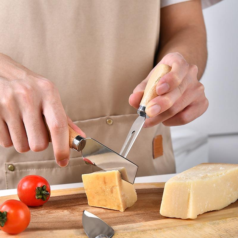4Pcs Mini Cheese Knives Set Wood Handle Stainless Steel Cheese Slicer Cutter Small Butter Knife Spreader Kitchen Tools Gadgets