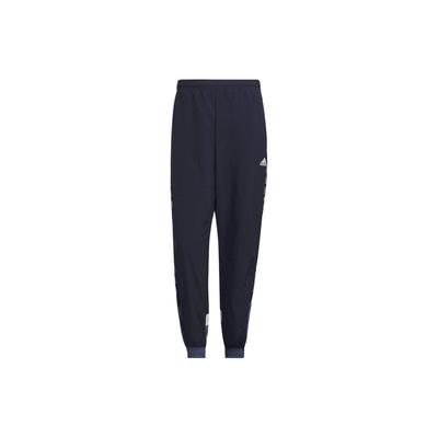 Letter Print Color Block Loose Fit Jogger Pants Unisex Pants Dark-Blue IM8765