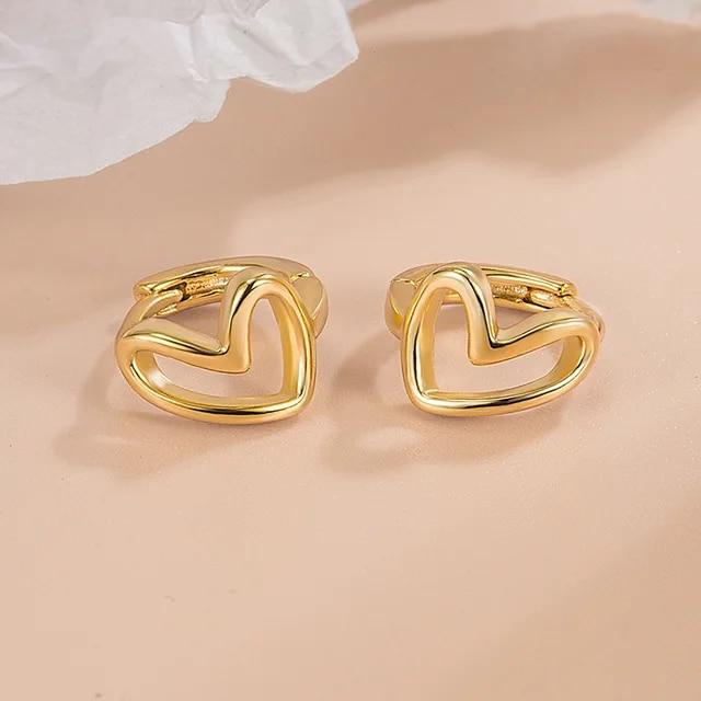 

ANENJERY нерегулярные серьги-кольца с полым сердцем Мебиуса для женщин, нишевый дизайн, ювелирные изделия с пряжкой для ушей во французском стиле