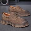 Fashion Men's Classic Retro Work Shoes Thick Sole Suede Genuine Leather Mens British Style Lace-up Casual Shoes Men