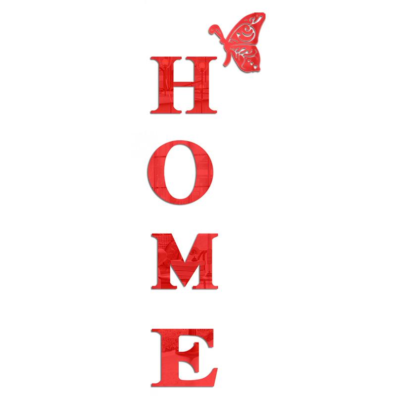 1 Set Acrylic 3D Family Slogan Self-Adhesive Wall Sticker DIY Mirror Home Decor HOME Removable English Alphabet