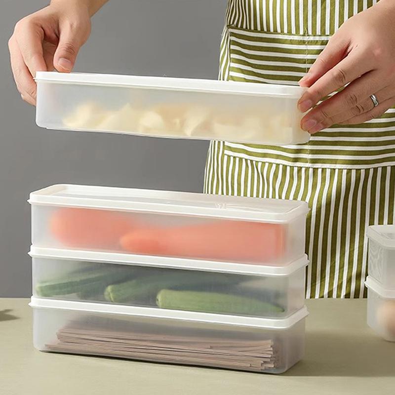 1Pc Pasta Containers Storage Clear Rectangular Container With Lids Stackable Long Noodle Holder Airtight Containers For Cabinet