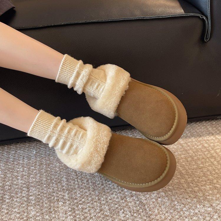 

Женские зимние ботинки 2025 осень и зима универсальные повседневные теплые бархатные зимние хлопковые ботинки пушистые ботинки детские 40 песочный