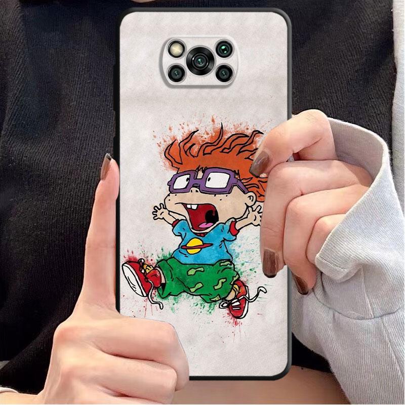 Cartoon-Rugrat Anime Handyhülle für Poco X4 M3 F1 X3 NFC M4 5G F4 C40 X3 Pro F3 GT M3 Pro X3 GT Schwarz Weiche Hülle Luxus Funda