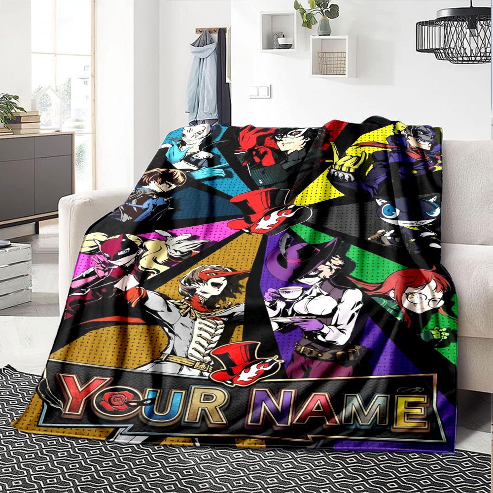 Name Custom Persona 5 Print Flannel Blanket High Quality Warm Comfortable Cover for All Seasons Perfect for Gifts Home Decor