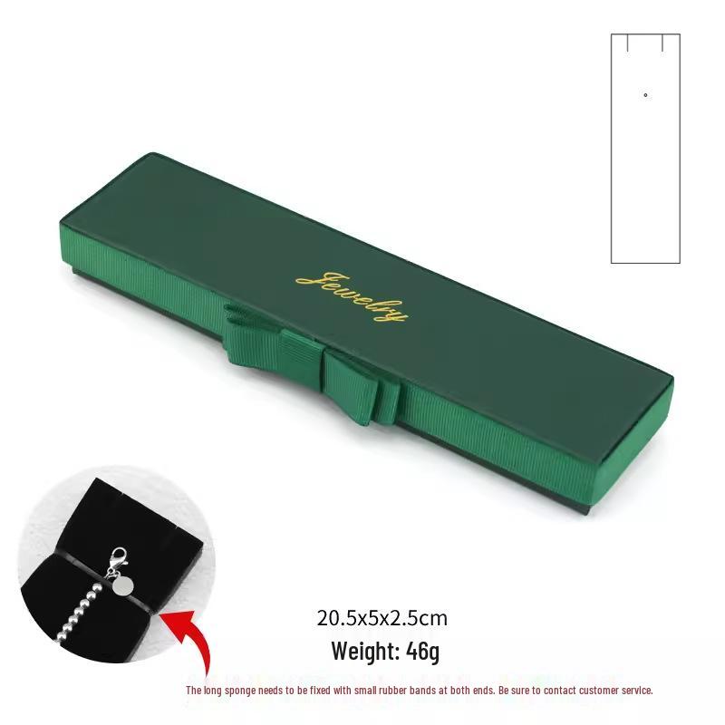 Vintage Ink Green Jewelry Packaging Box with Bow for Necklace