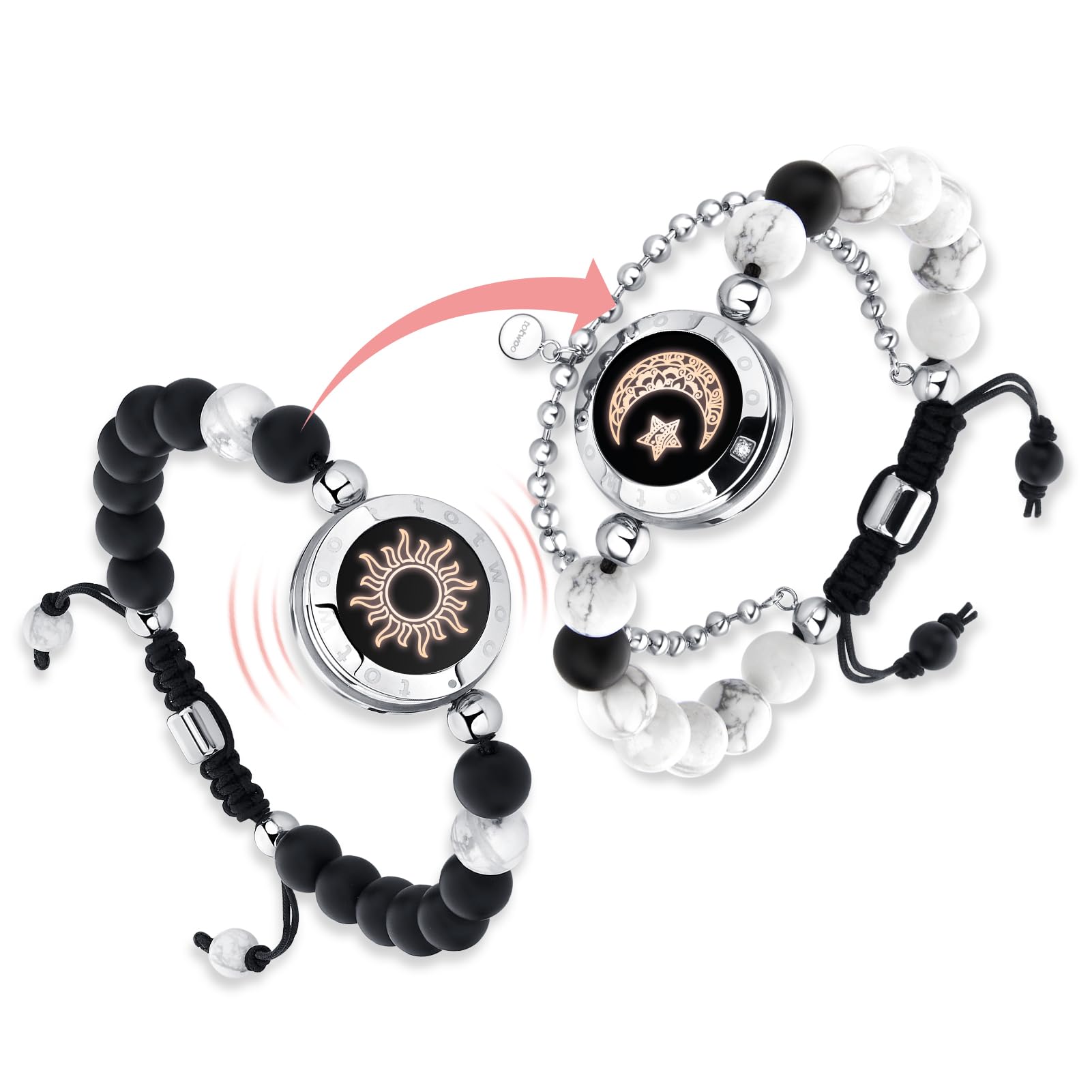 

Сенсорный парный браслет с вибрацией Cultivates Изготовлен из натуральных Подарок для пар и Рождества [TOTWOO] Уведомления на расстоянии, Любовь, Камни,