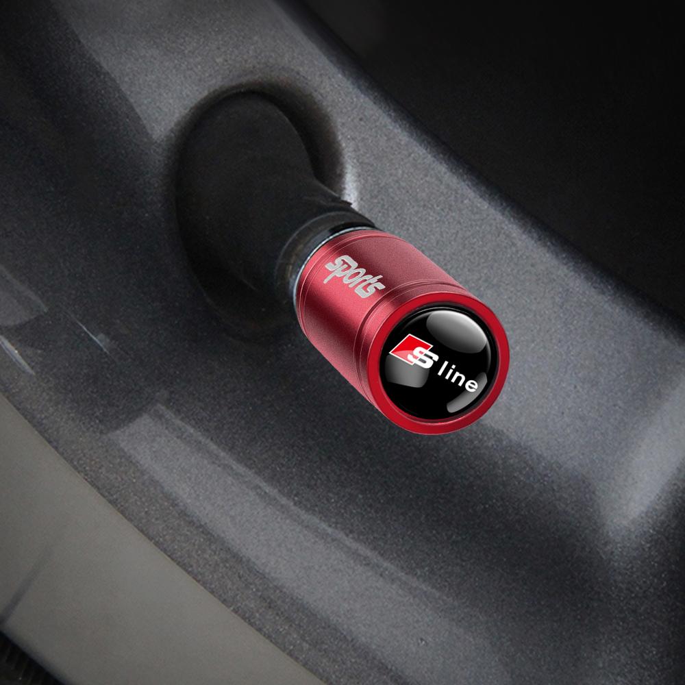 2026 Hot 4Pcs Car Sports Wheel Tire Valve Caps Cover Exterior Accessories For Audi A4 B7 A7 Sline S3 A8 A3 A1 A5 Q5 Q3 TT Q2 Quattro RS