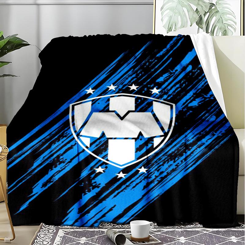 1PC Monter-rey Football Crest Art Printed Soft Flannel Blanket Throw for Adult Bedroom Living Room Sofa Camping Travel Fan gifts Christmas Gifts