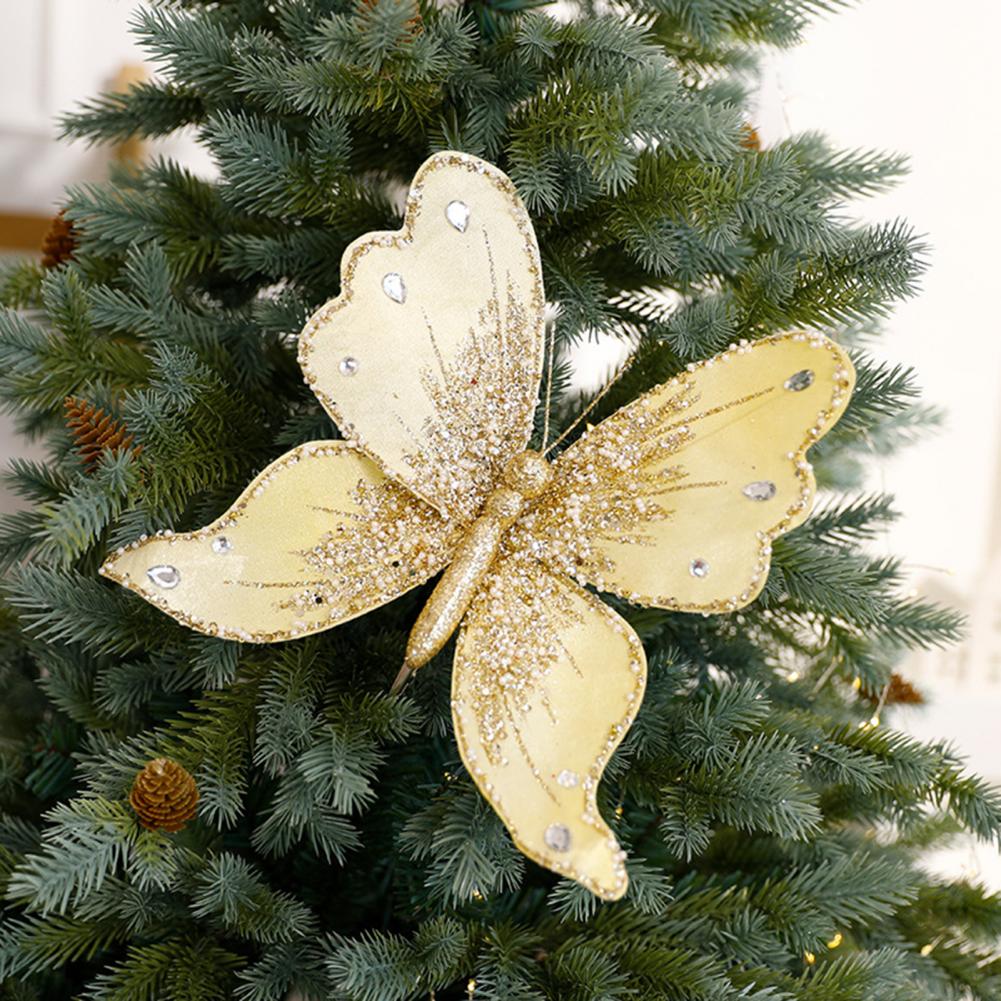 Glitter Butterfly Christmas Tree Ornaments Festive Atmosphere Creator Decorations Sparkling Butterfly for Holiday