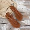 Fashion Black Braided Belt Clip Toe Women's Sandals 2025 Summer New Comfortable Flat Roman Shoes Retro Casual Beach Sandals Shoes Ladies