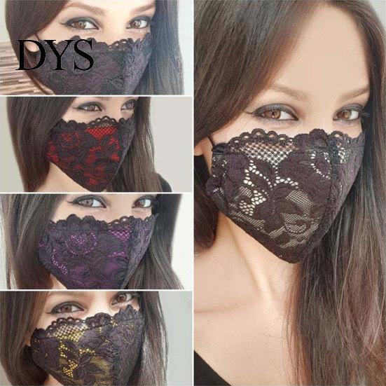 Women Fashion Washable Breathable Dust-Proof Lace Party Wedding Bride Face Cover