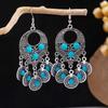 Bohemian Fringed Turquoise Earrings, Retro Minority Style Earrings, Personalized Temperament Earrings.