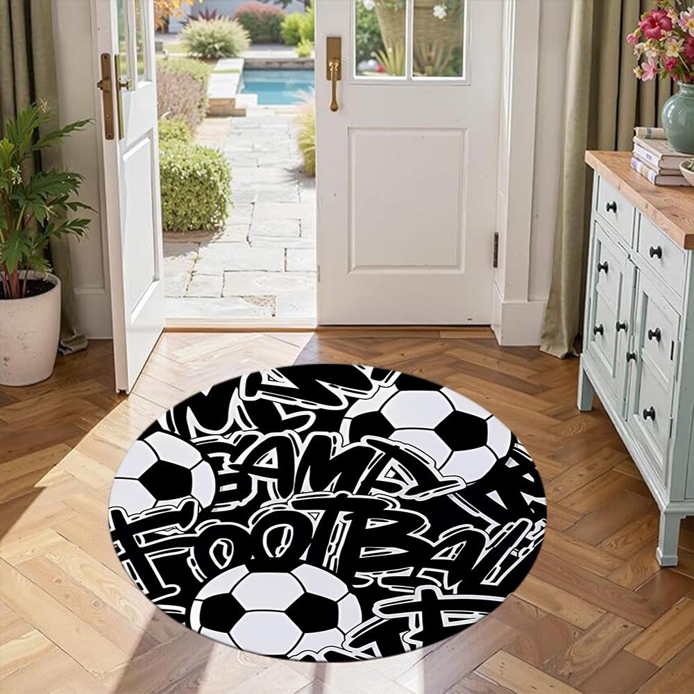 Football Round Floor Mat Perfect for Decorate room Outdoor Foyer Balcony Antislip Round Carpet Decorate Offices