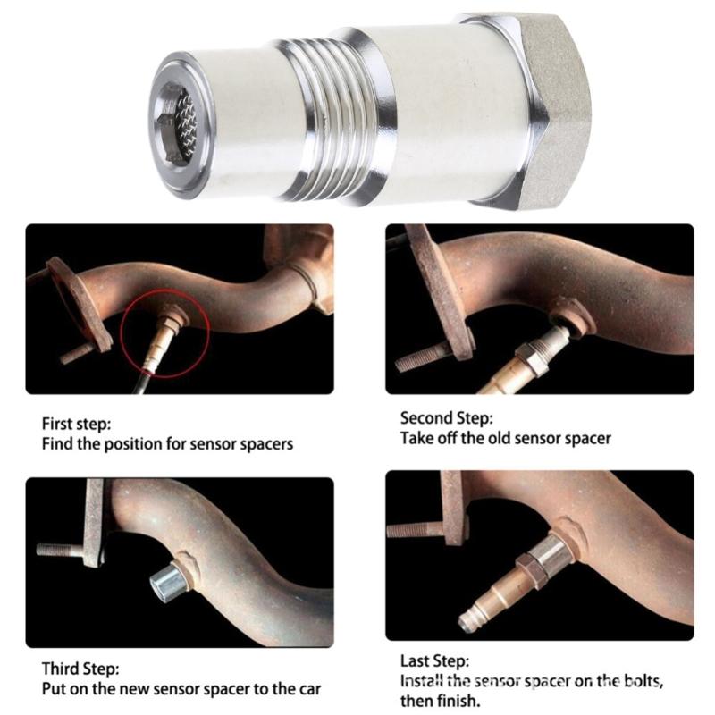Oxygen O2 Sensor Spacer Adapter CEL Fix Check Engine Light Eliminator with Catalytic ConverterConnector Extension Filter