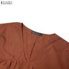 ZANZEA Women Casual V-Neck Solid Color Short Sleeve Long Dress