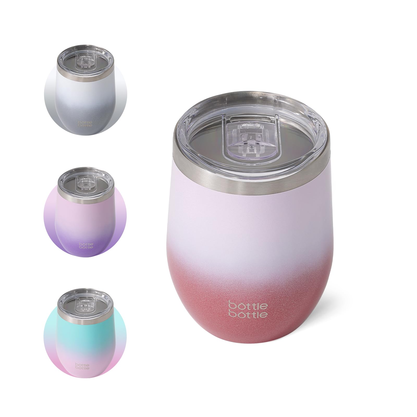 

BOTTLE BOTTLE Tumbler 360ml, with lid, vacuum insulated, keeps drinks hot or cold, stainless steel coffee cup, stylish gift, gradient pink and red.
