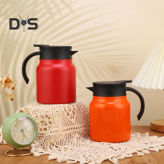 Tee-Thermokanne, 1000 ml, isolierte Teekanne aus Edelstahl mit Siebdeckel, abnehmbarem Filter, V-förmiger Ausguss, Kaffeekanne, Thermoskanne für die Küche zu Hause