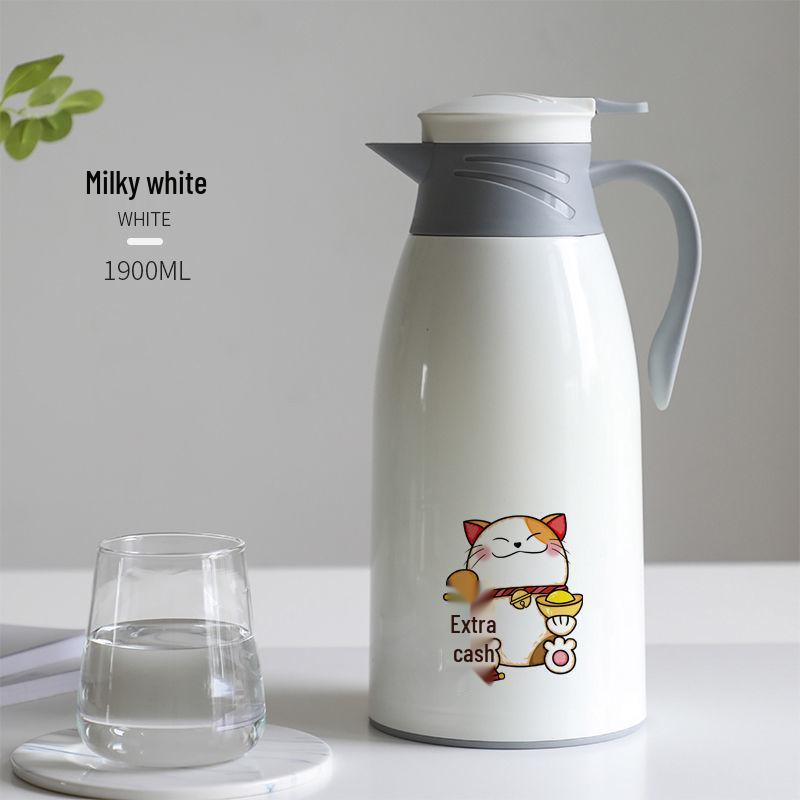 Large Capacity Cat Thermos with Glass Liner - Insulated Kettle for Home and Dorm Use