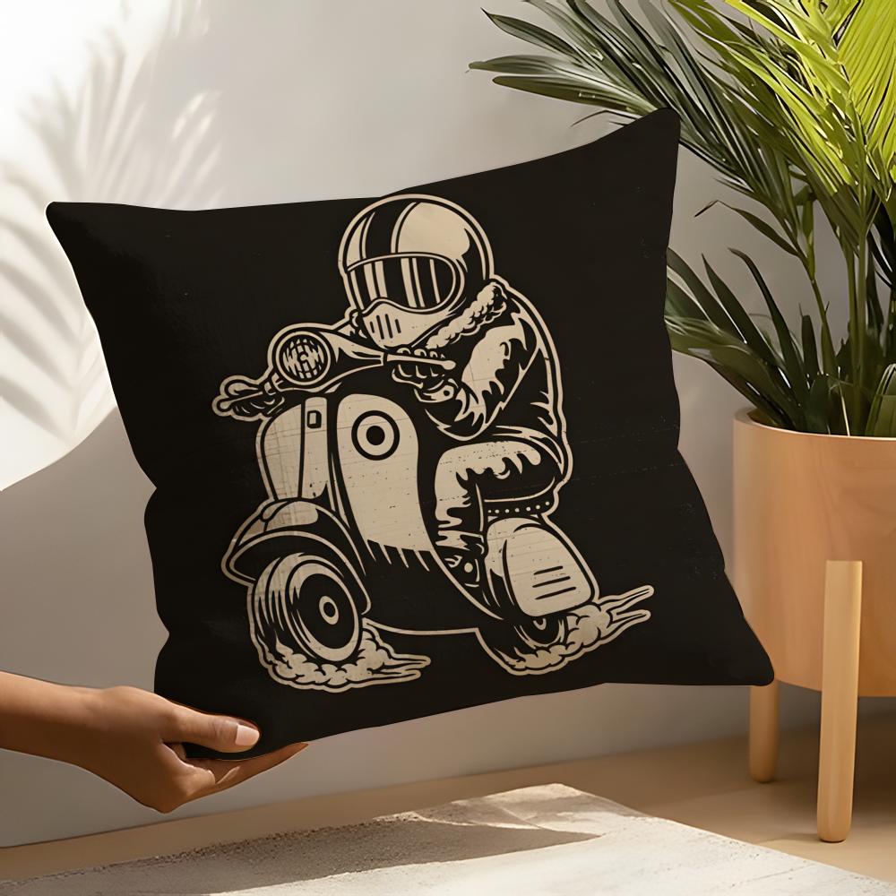 Funny Cool Skull Motorcycle Pattern 1 Pillow Case Linen Cushion Covers For Decorative Sofa Home Pillows Case Car Chair