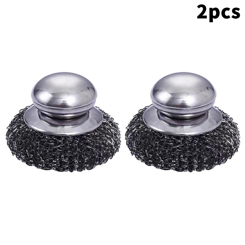

Stainless Steel Pot Brush With Handle And Sturdy, Durable Metal Ball, Suitable For Washing Dishes And Kitchen Cleaning A2