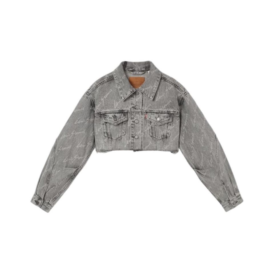 

Levis Американский кэжуал Удобная джинсовая куртка с коротким рукавом и граффити Женские куртки 003SY-0000 S