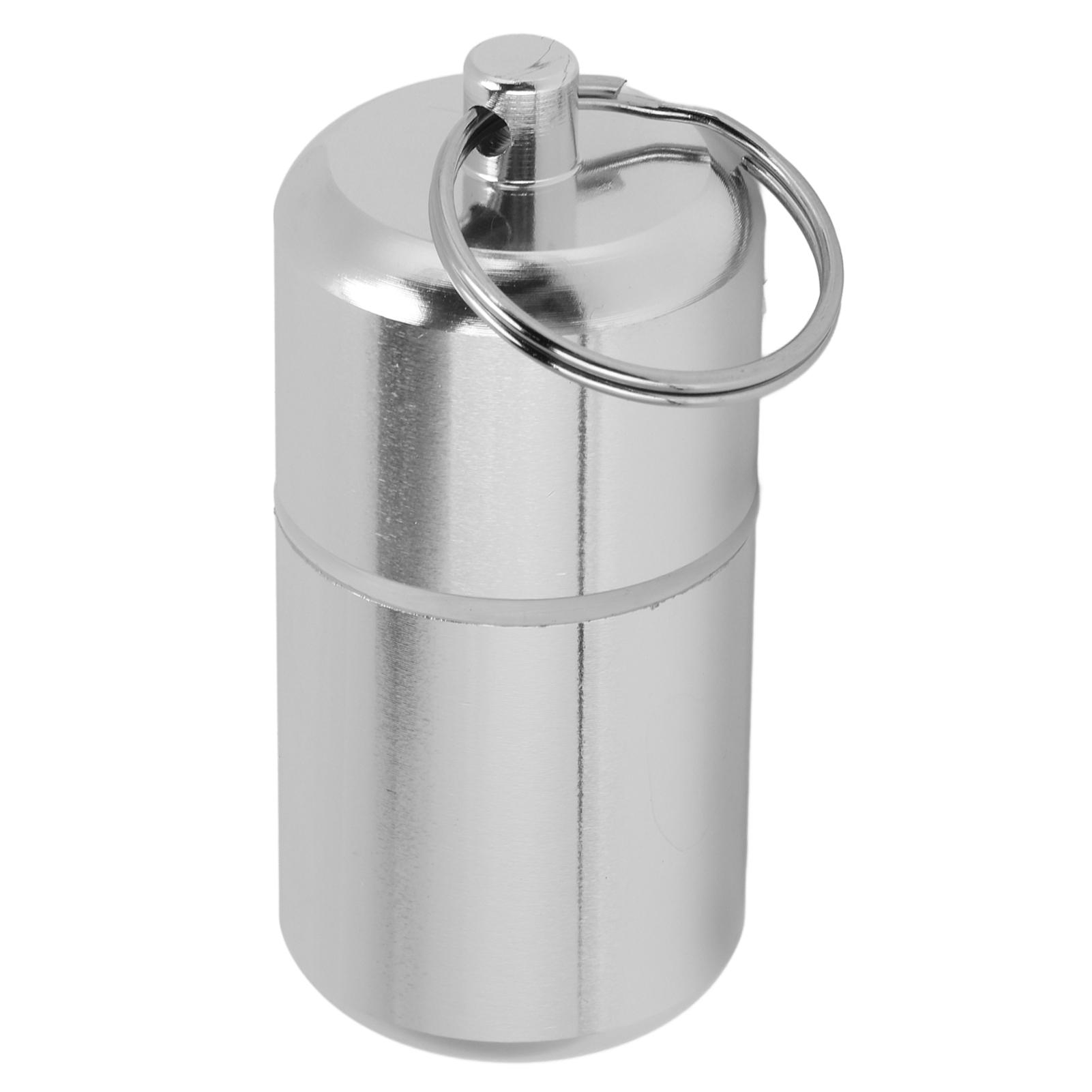 Aluminum Keychain Tablet Storage Box with Hanging Waterproof Outdoor Medicine Bottle