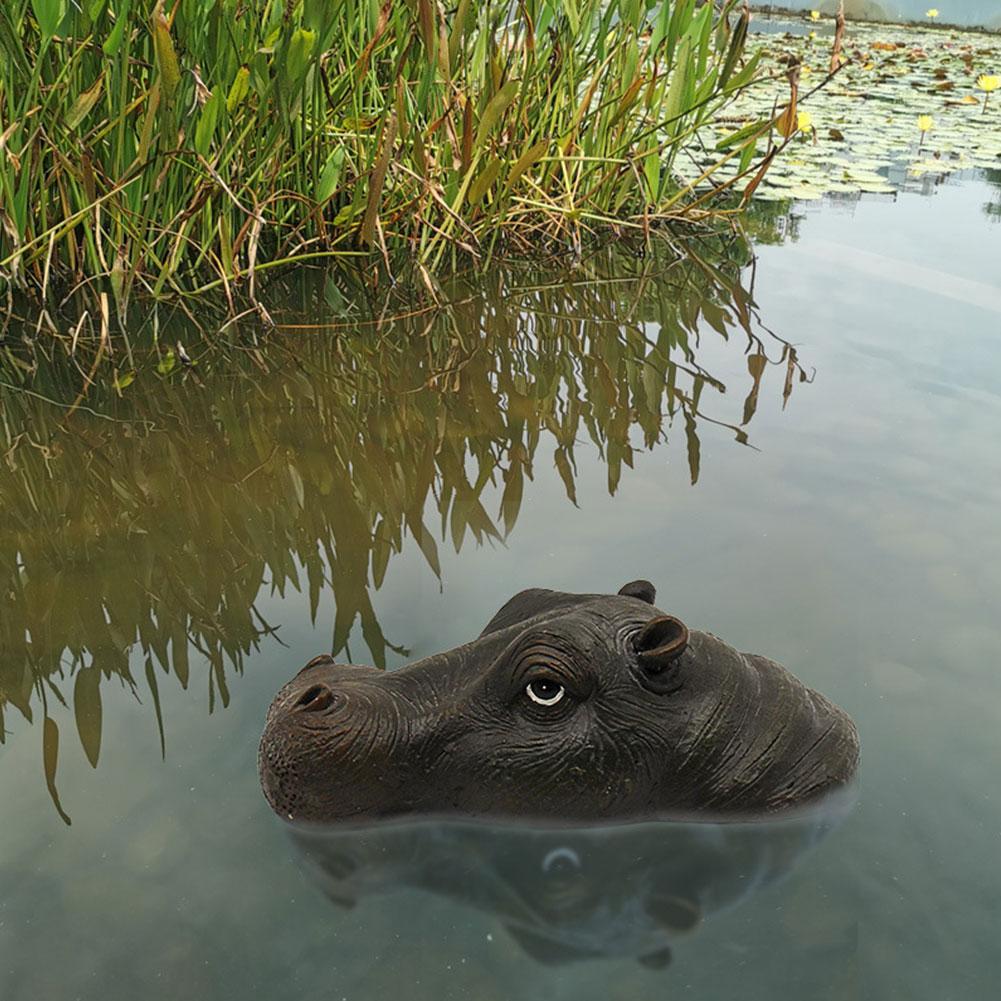 Pond Floating Decoration Hippo Shark Head Garden Pond Floating Animal Ornaments  Friendly Realistic Decorations Pool, Garden