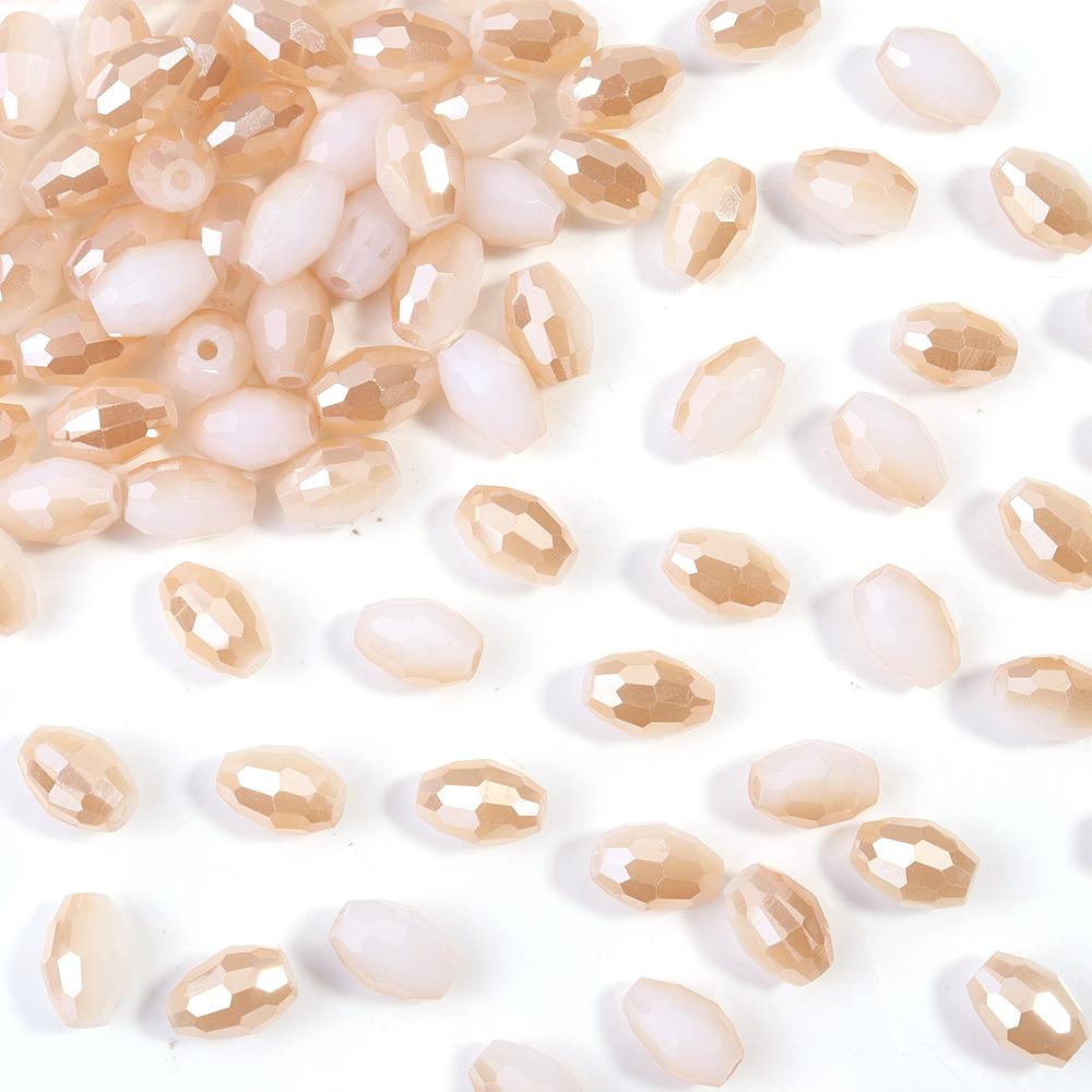 50pcs/lot 6x8mm Multicolor Oval Crystal Beads Faceted Loose Spacer Glass Rice Beads For DIY Charm Bracelet Earrings Accessories