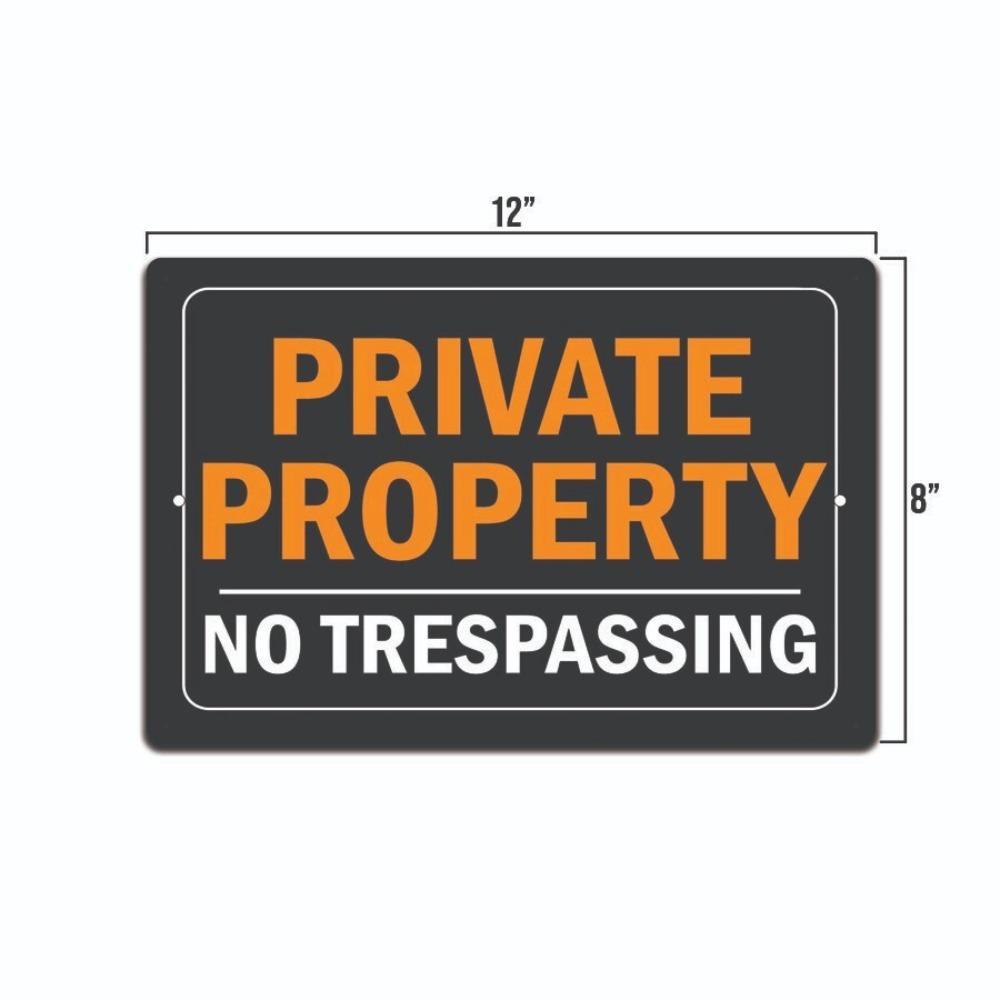 Trespassing Sign Property Private Aluminum Metal Warning Sign, Security Posted
