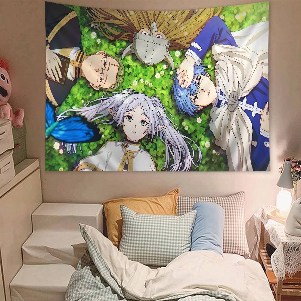 Hot Japan Anime Frieren Anime Tapestry Hanging Tarot Hippie Wall Rugs Dorm Home Decor