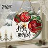 Rustic Farmhouse Ornament Wooden Christmas Welcome Sign, Animal Round Hanging Door Decor, Festive Wall Sign for Window Garden Holiday Decor